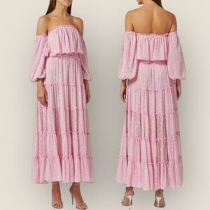 Misa | Cassandra Off-Shoulder Tiered Maxi Dress | Size XS (Fits S) | NWT